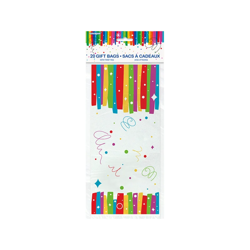 Geschenktüte Cello 12x28cm/20St. Rainbow Ribbon