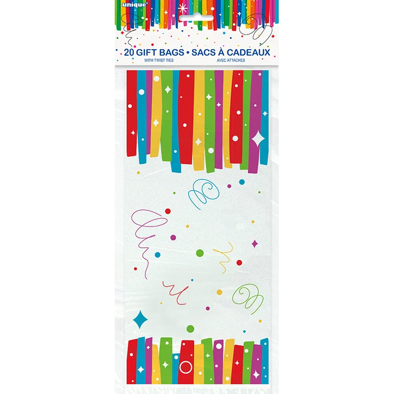 Geschenktüte Cello 12x28cm/20St. Rainbow Ribbon