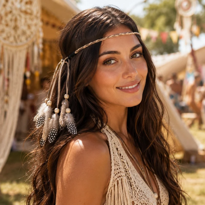 Kopfschmuck Kleiner Falke mit Federn | Festival Hippie Wilder Westen Kostüm