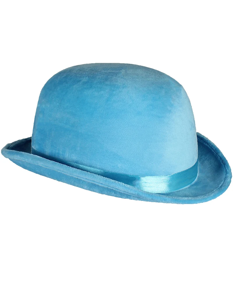 Melone "Top Colour" Velour mit Satinband 60 cm | Neon Blau