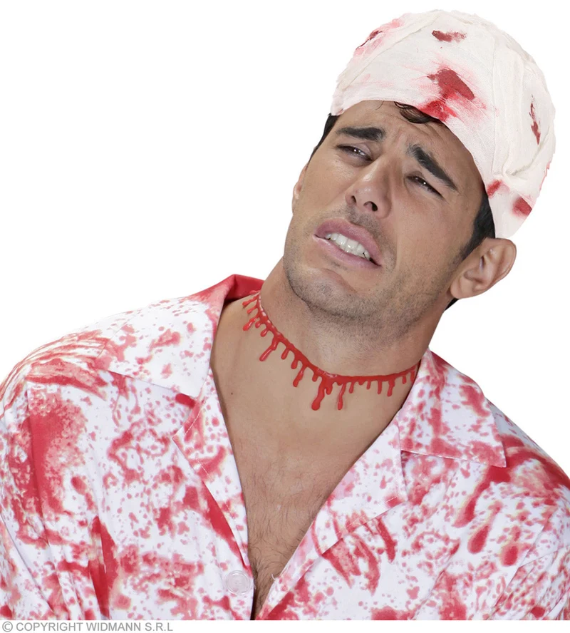 Blutverband zum Halloweenkostüm | 6,8 m - Weiß Rot