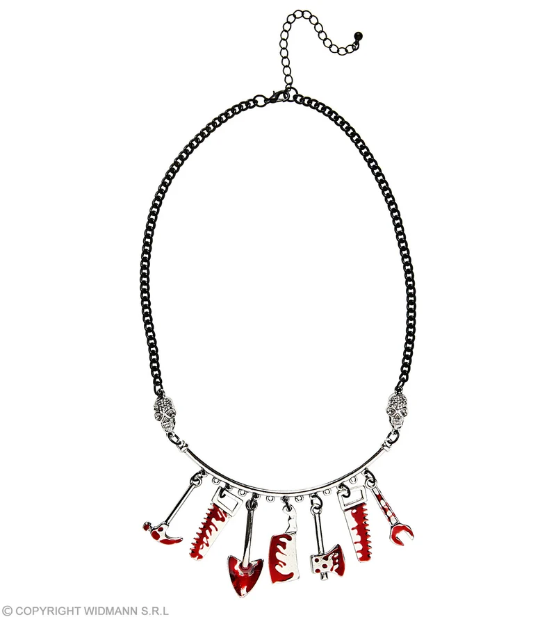 Halskette mit blutigem Werkzeug 12465 | Silber Rot