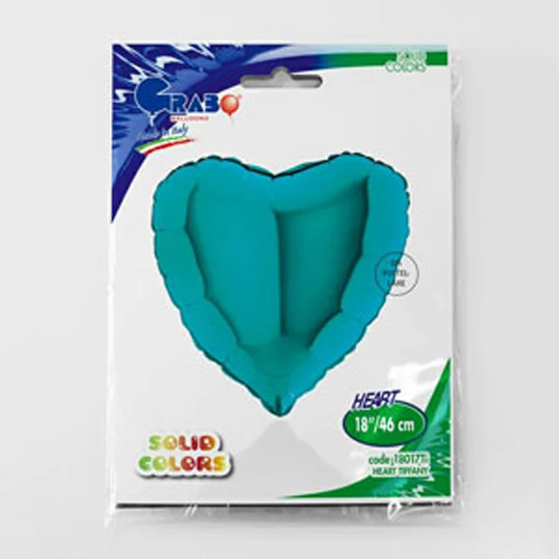 18"/Ø46cm Herz Folienballon Uni | Tiffany /Türkis