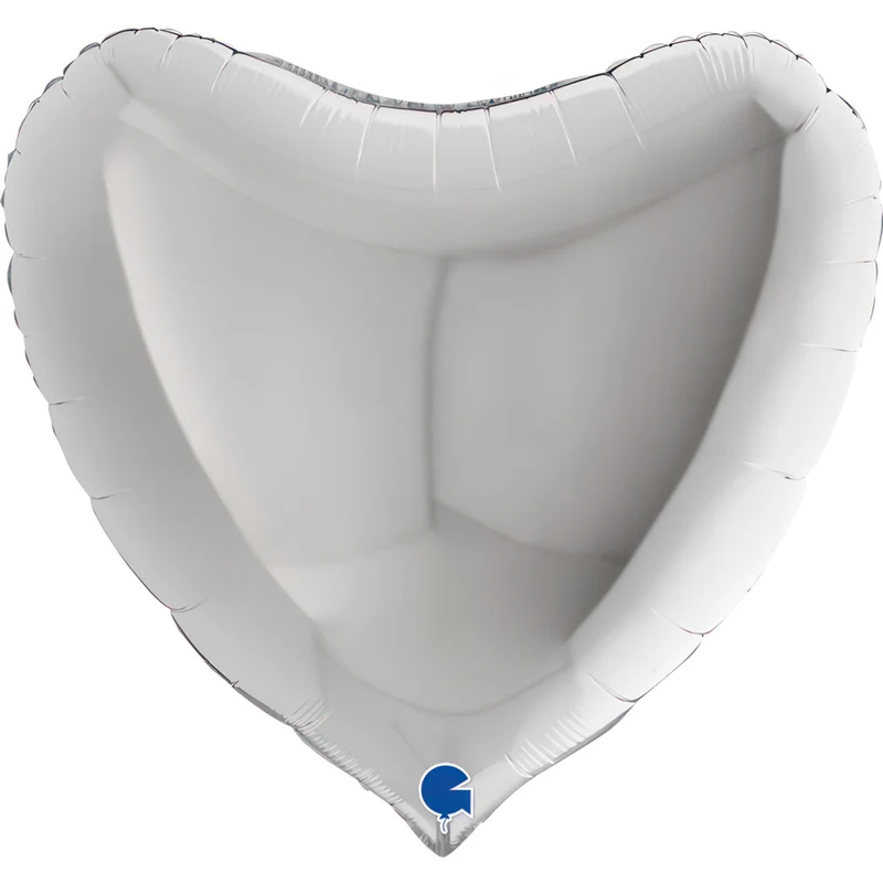 36"/Ø91cm Folienballon Uni Herz | Silber