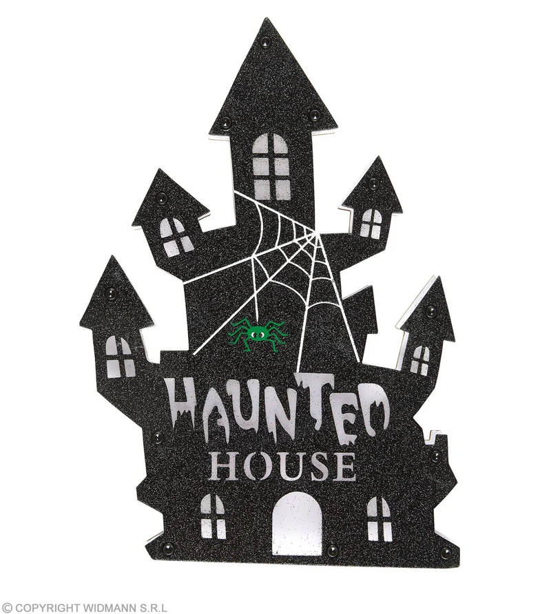 Leuchtendes Spukhaus "Haunted House" LED 35 x 24 cm | Mehrfarbig Halloween Dekoration