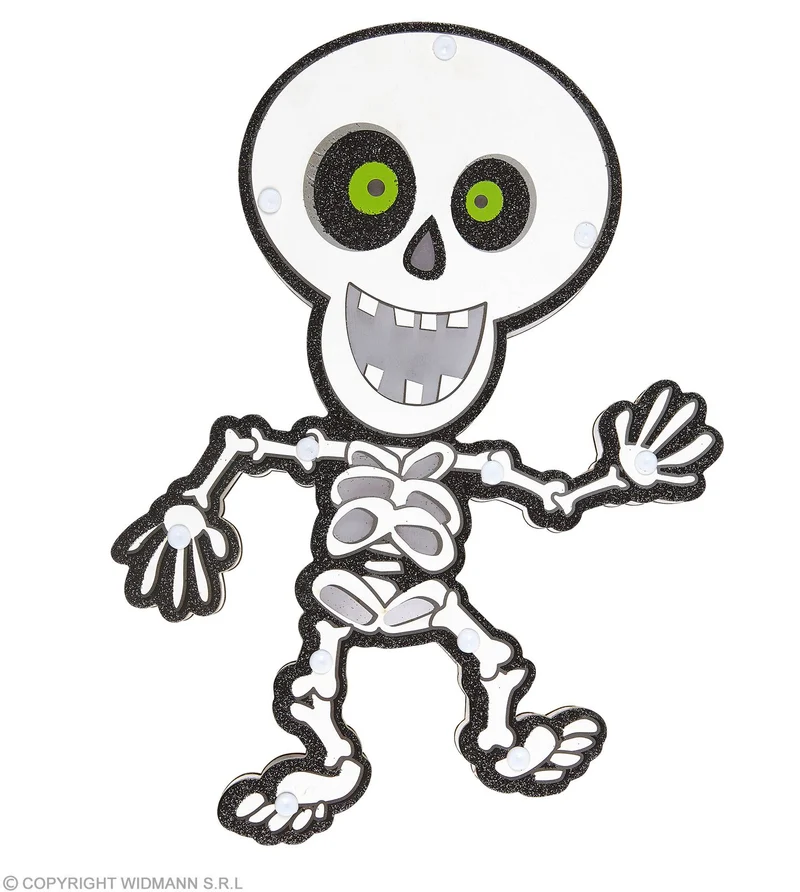 Leuchtendes Skelett "LED Skeleton" 29 x 21 cm | Mehrfarbig Halloween Deko