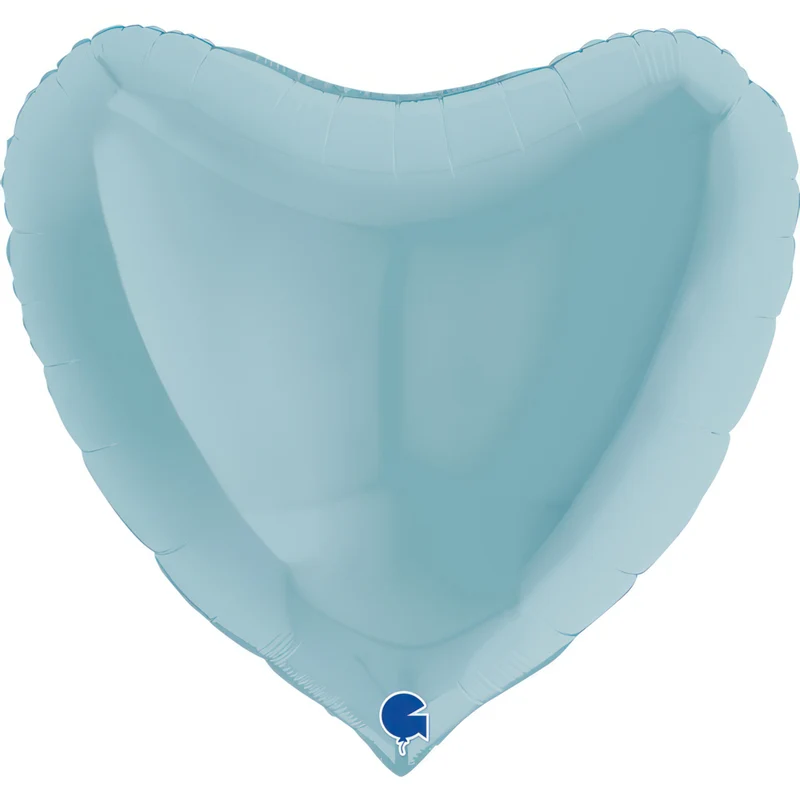36"/Ø91cm Folienballon Uni Herz | Blau Pastell