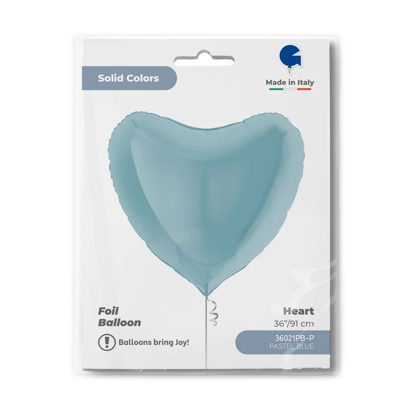 36"/Ø91cm Folienballon Uni Herz | Blau Pastell