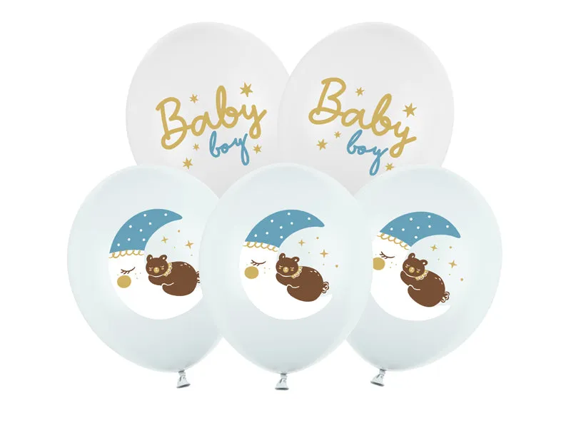 Luftballon Ø30cm "Baby Boy" | 6 Stück - Hellblau Babyparty Dekoration für Jungs