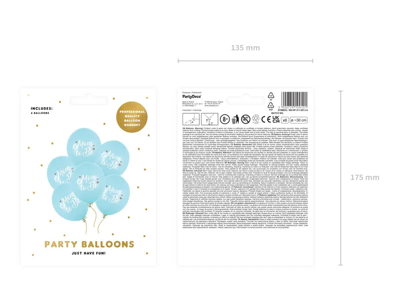 Luftballon Ø30cm "Mom to Be" | 6 Stk. - Hellblau