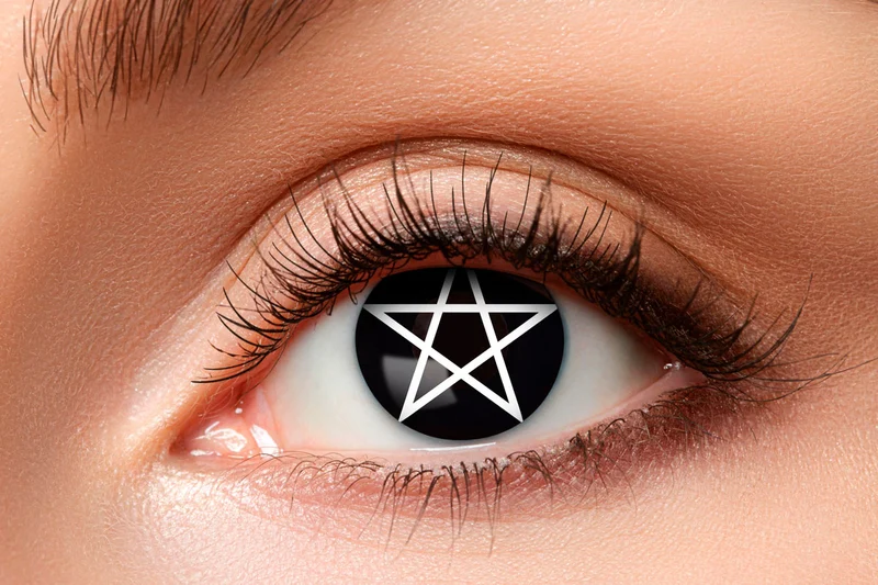 Eyecatcher Motivlinsen - farbige 3-Monats-Kontaktlinsen | m78 - Black Pentagram