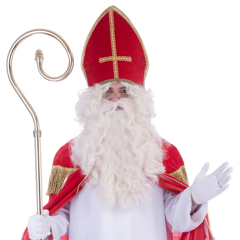 Sankt Nikolaus Perücke und Bart | Weiß - Set zum Weihnachtsmann Kostüm