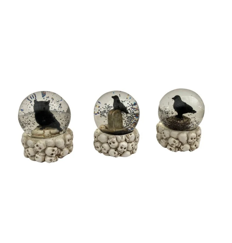 Halloween Schneekugel "Schwarz Eule - Taube - Rabe" | 7 x 9 cm Dekoration