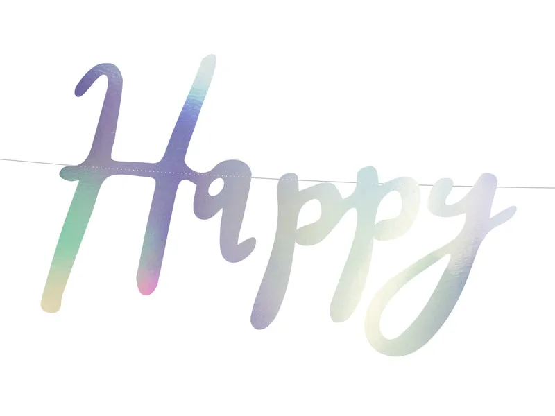 Banner "Happy Birthday" irisierend | 16.5x62cm