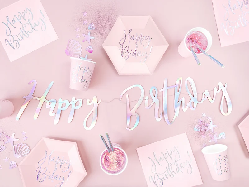 Banner "Happy Birthday" irisierend | 16.5x62cm