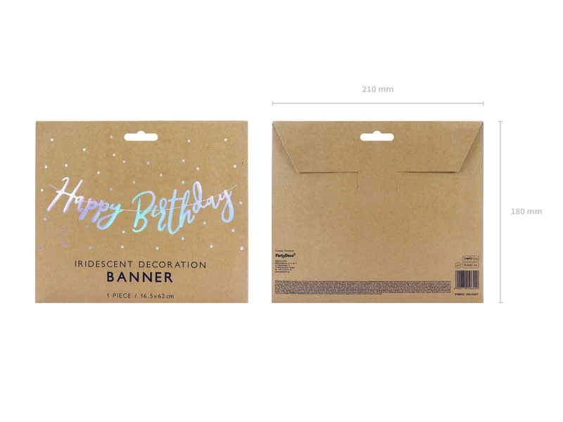 Banner "Happy Birthday" irisierend | 16.5x62cm