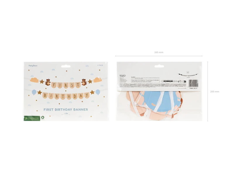Banner "First Birthday" Bär | 13 x 255 cm