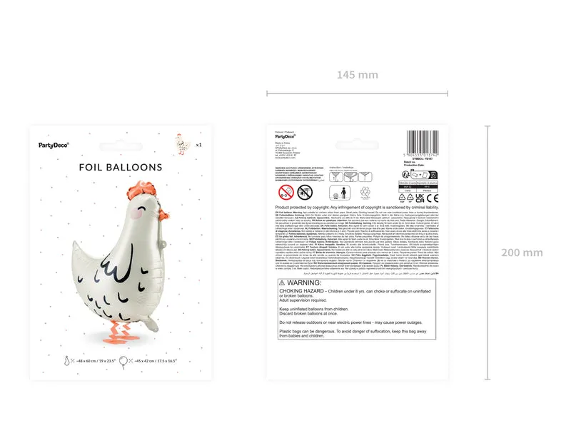 Airwalker Folienballon "Huhn" 48x60cm | Weiß