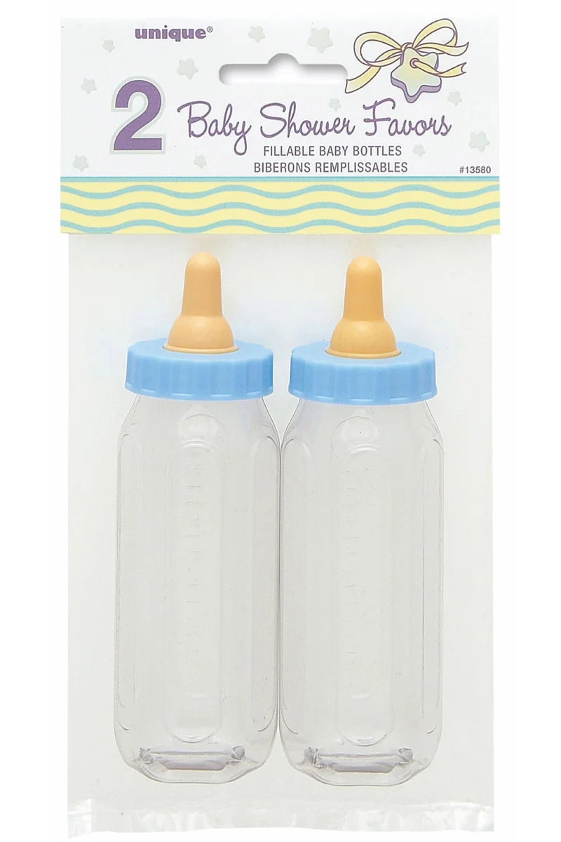 Favours Babyfläschchen Blau 2 Stück Babyparty Dekoration für Jungs