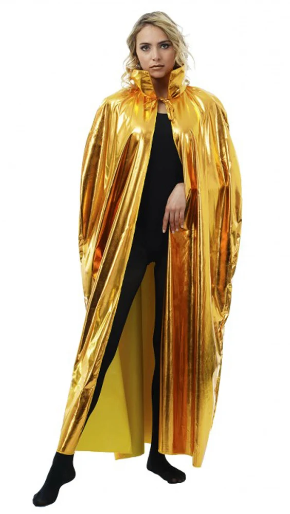 Metallic Glitzer Umhang mit Kapuze für Erwachsene 130 cm Länge | Kostüm Weltall Space Show