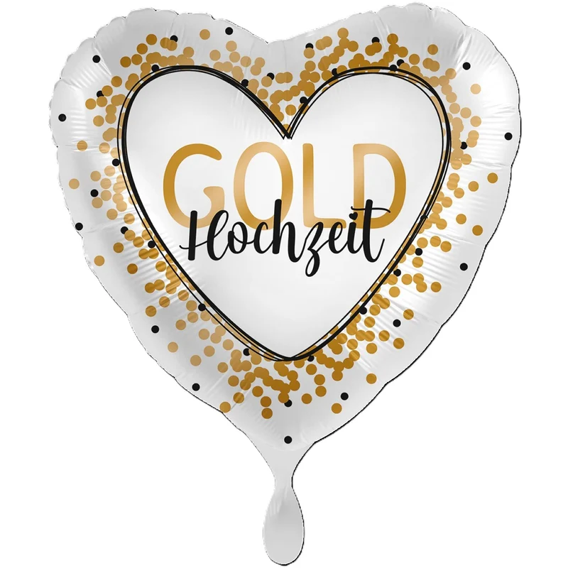 18"/Ø43cm Herz Folienballon "Goldhochzeit"