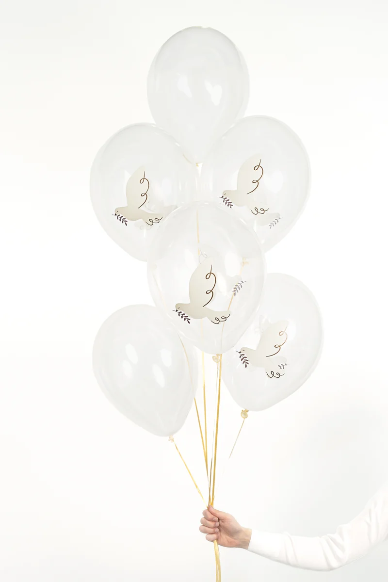 Luftballon Ø30cm "Taube" | 6 Stk. Crystal Clear