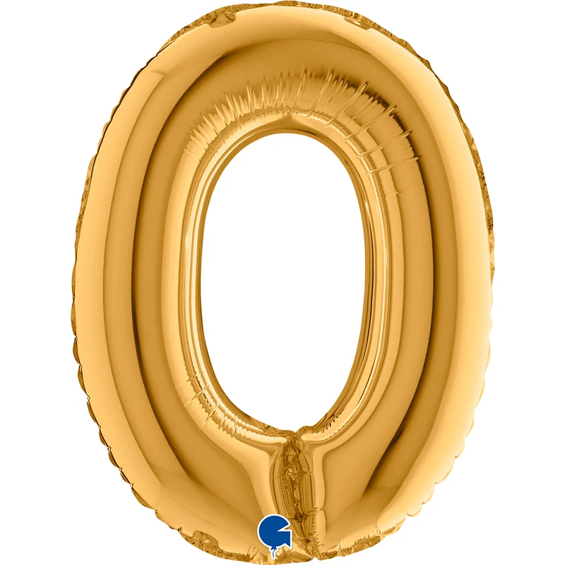 14"/Ø36cm Mini Zahlen Folienballon | Gold #0