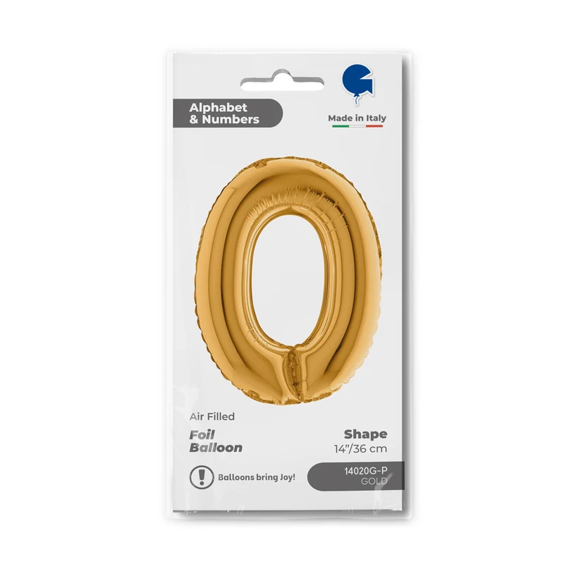 14"/Ø36cm Mini Zahlen Folienballon | Gold #0