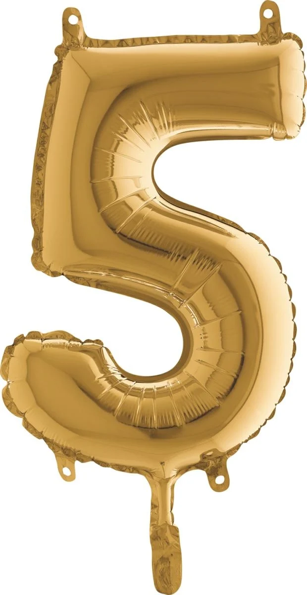 14"/Ø36cm Mini Zahlen Folienballon | Gold #5