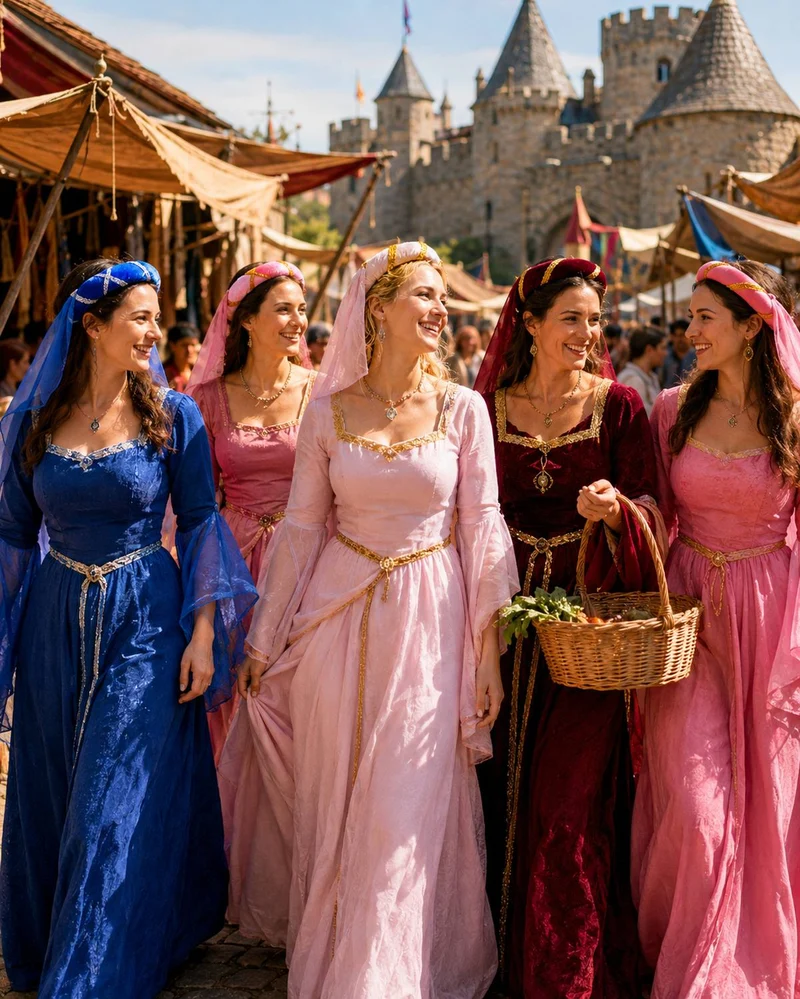 Mittelalter Haarband "Helena" mit Schleier für Damen | Rosa
