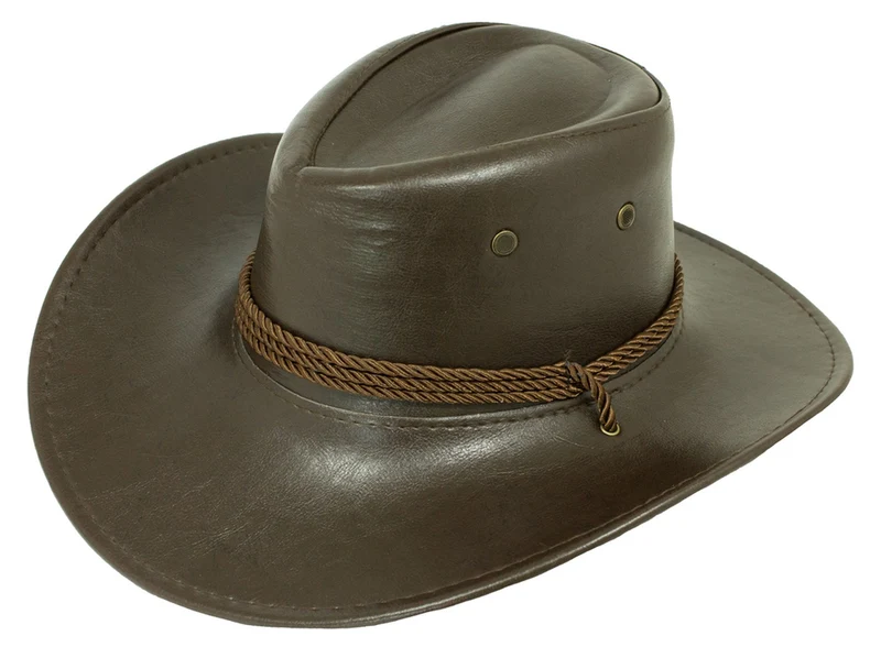 Cowboyhut John im Lederlook zum Western Kostüm - Braun