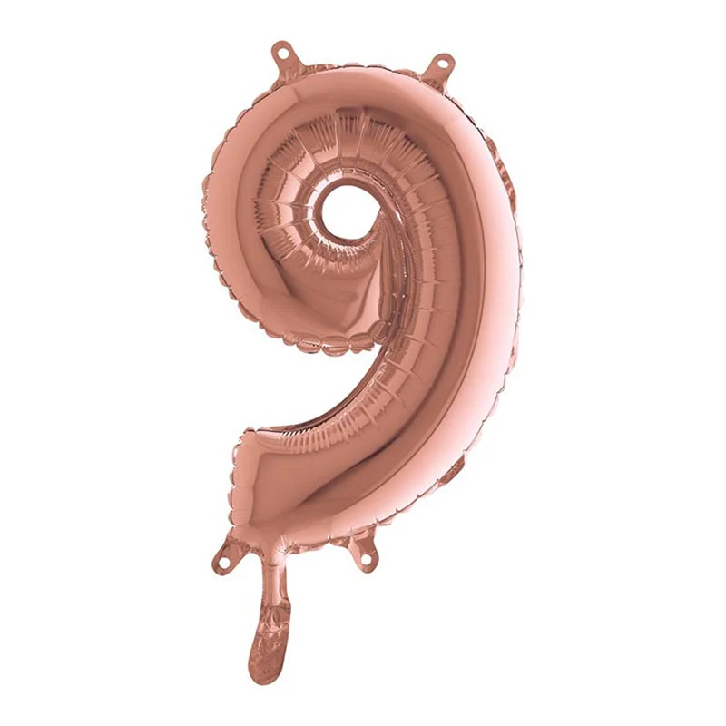 14"/Ø36cm Mini Zahlen Folienballon | Rosegold #9