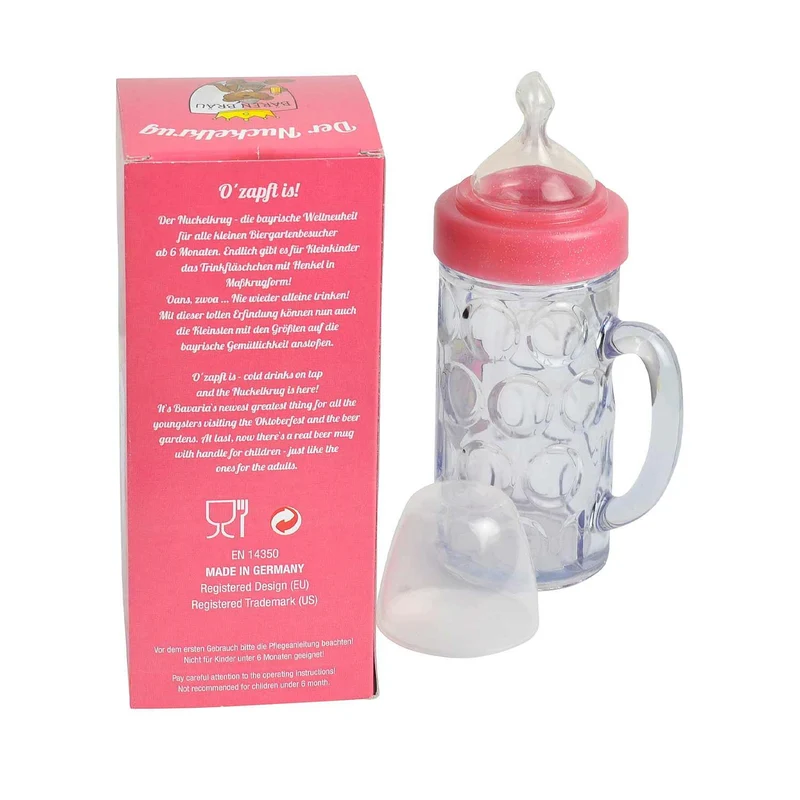 Nuckelkrug "Bierkrug" mit Henkel (rosa)