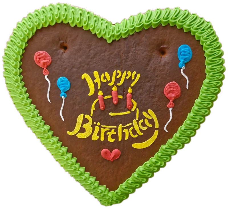 Lebkuchenherz XL (36x34cm), Happy Birthday