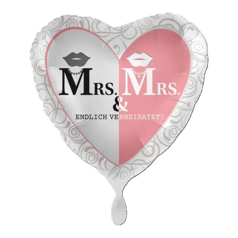 18"/Ø43cm Herz Folienballon "Mrs. & Mrs."