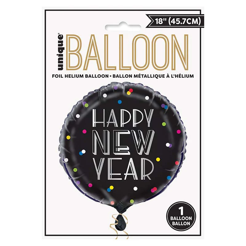 18"/Ø45cm Folienballon "New Year" Neon Dots