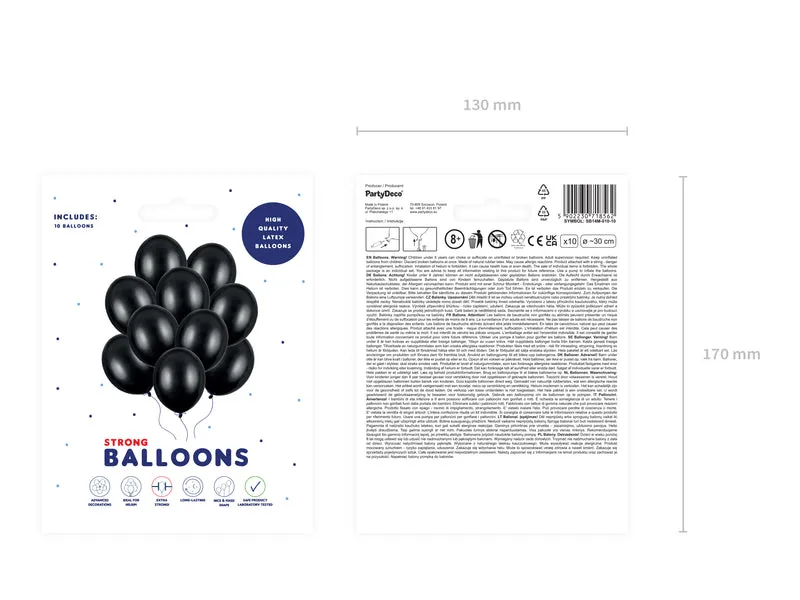 10 Stk. Latexballon Ø30cm "Uni Metallic" | Schwarz