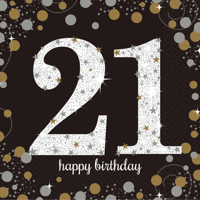 16 Servietten #21 Sparkling 33 x 33cm | Silber/Gold