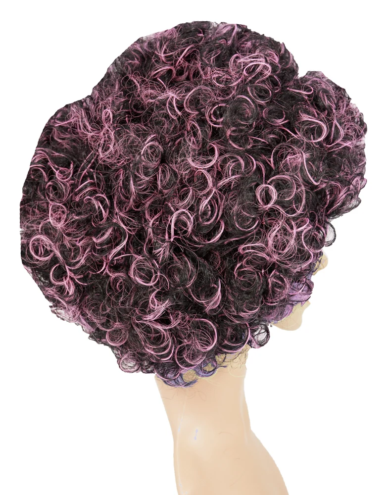 Afro Locken Perücke - Rosa Schwarz meliert