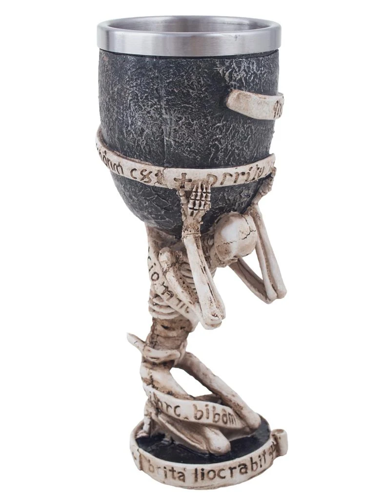 Halloween Pokal Becher mit Skelett | Metall 18 x 8 cm Dekoration