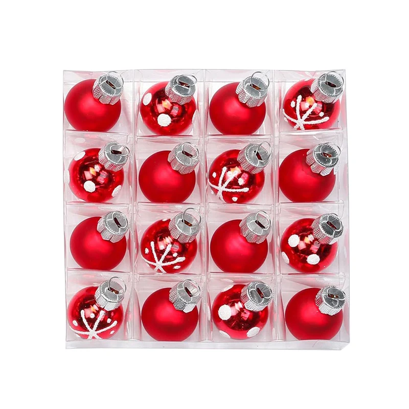 Weihnachtskugeln Merry Red | Ø 2 cm | 16 Stück | Glas | Rot | Mini