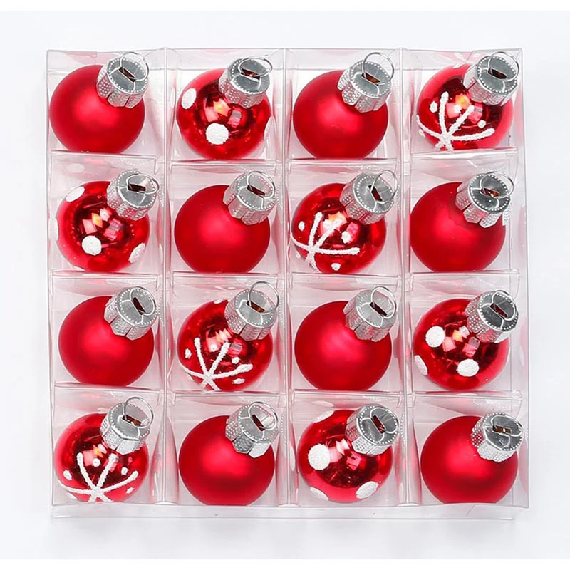 Weihnachtskugeln Merry Red | Ø 2 cm | 16 Stück | Glas | Rot | Mini