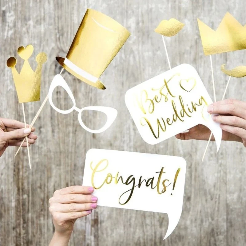 10 Foto Requisiten "Hochzeit" | Gold