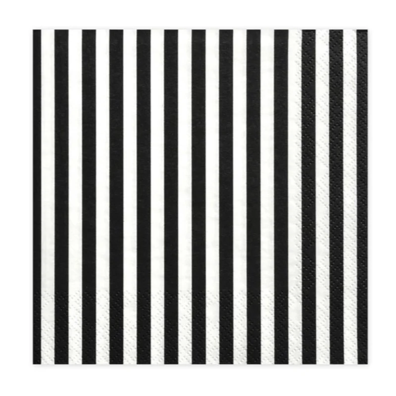 Servietten "Stripe" 20Stk./33x33cm | Schwarz/Weiß
