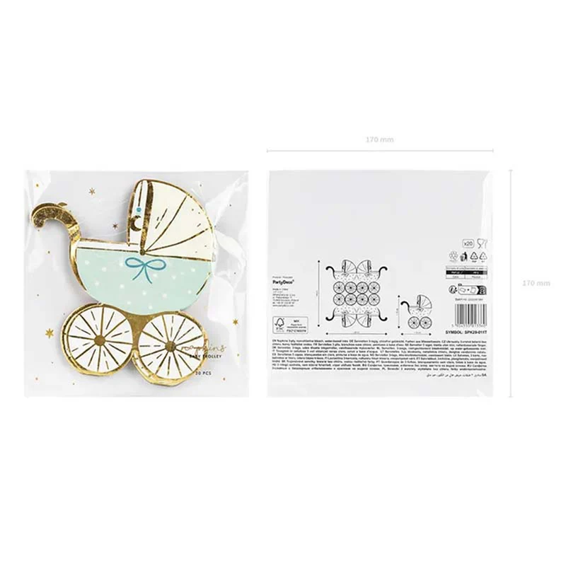 Servietten "Baby Kinderwagen" 20Stk./14x15 cm | Blau