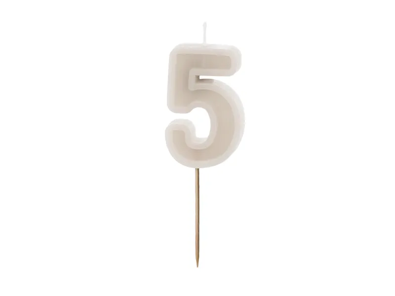 Zahlenkerze #5 | 6 cm Grau