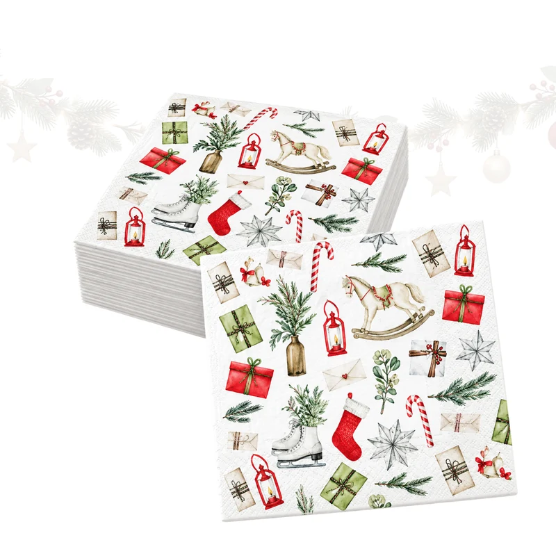 Servietten Weihnachten Nostalgie 33 × 33 cm 20er 3-lagig