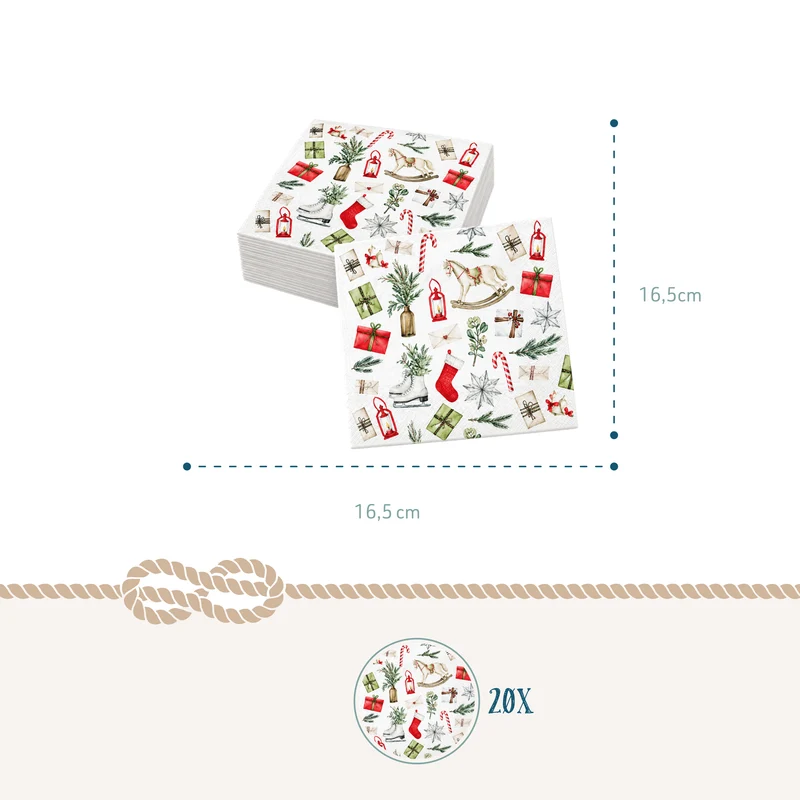 Servietten Weihnachten Nostalgie 33 × 33 cm 20er 3-lagig