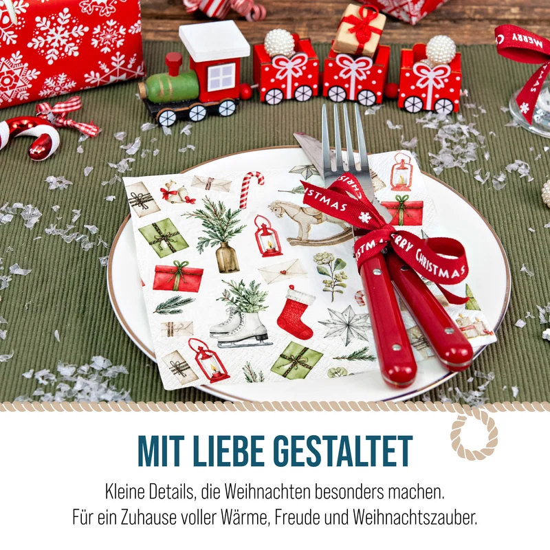 Servietten Weihnachten Nostalgie 33 × 33 cm 20er 3-lagig