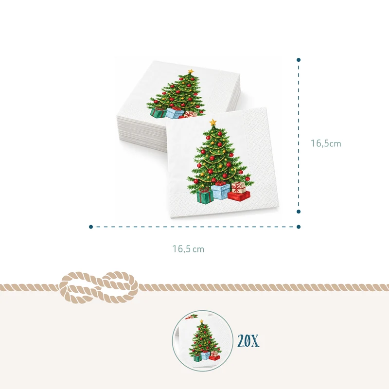 Servietten Weihnachten Tannenbaum 33 × 33 cm 20er 3-lagig